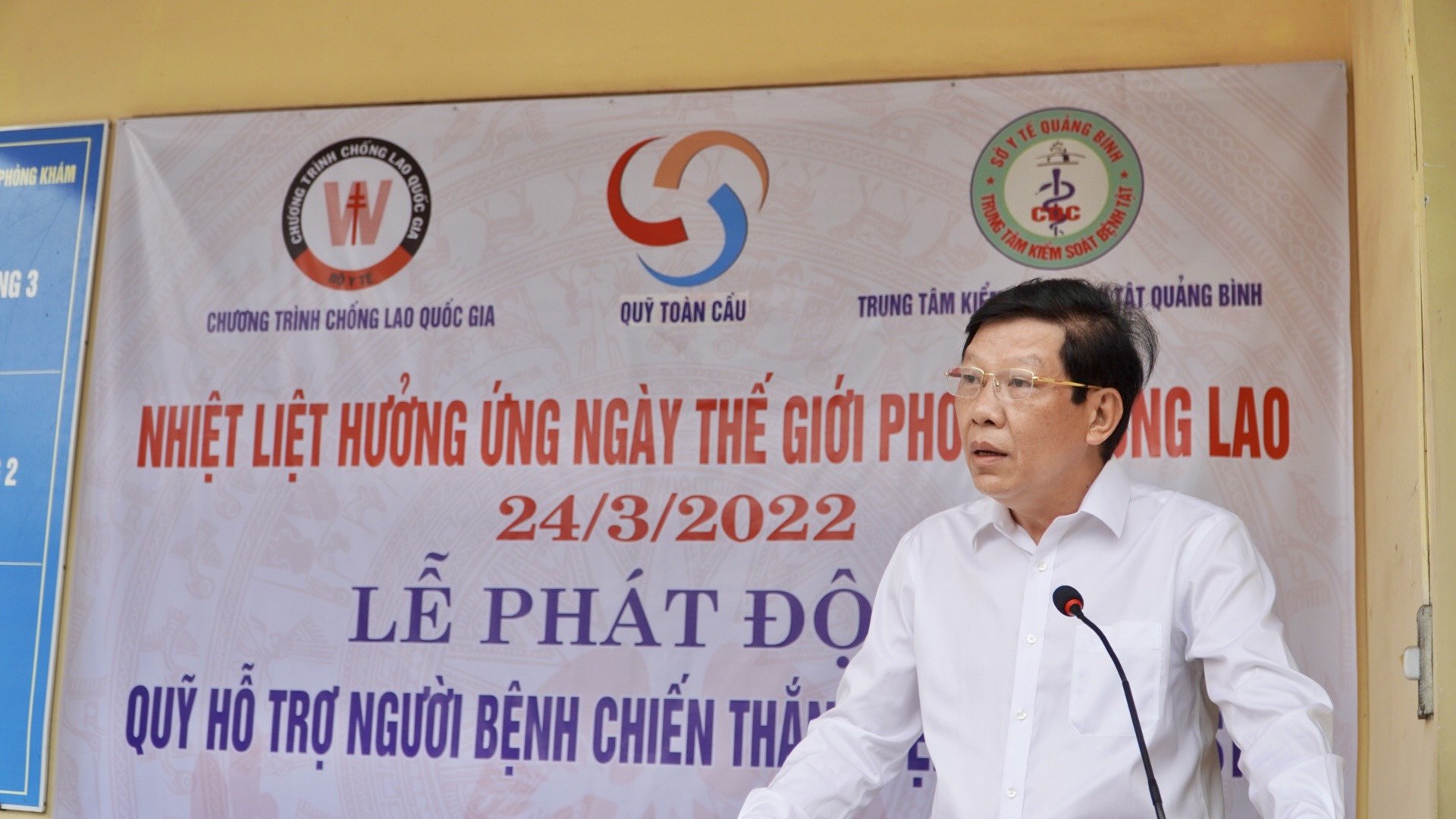 Bác sỹ Phan Thanh Hải Phó giám đốc Sở Y tế phát biểu tại Lễ phát động hưởng ứng Ngày Thế giới phòng chống lao