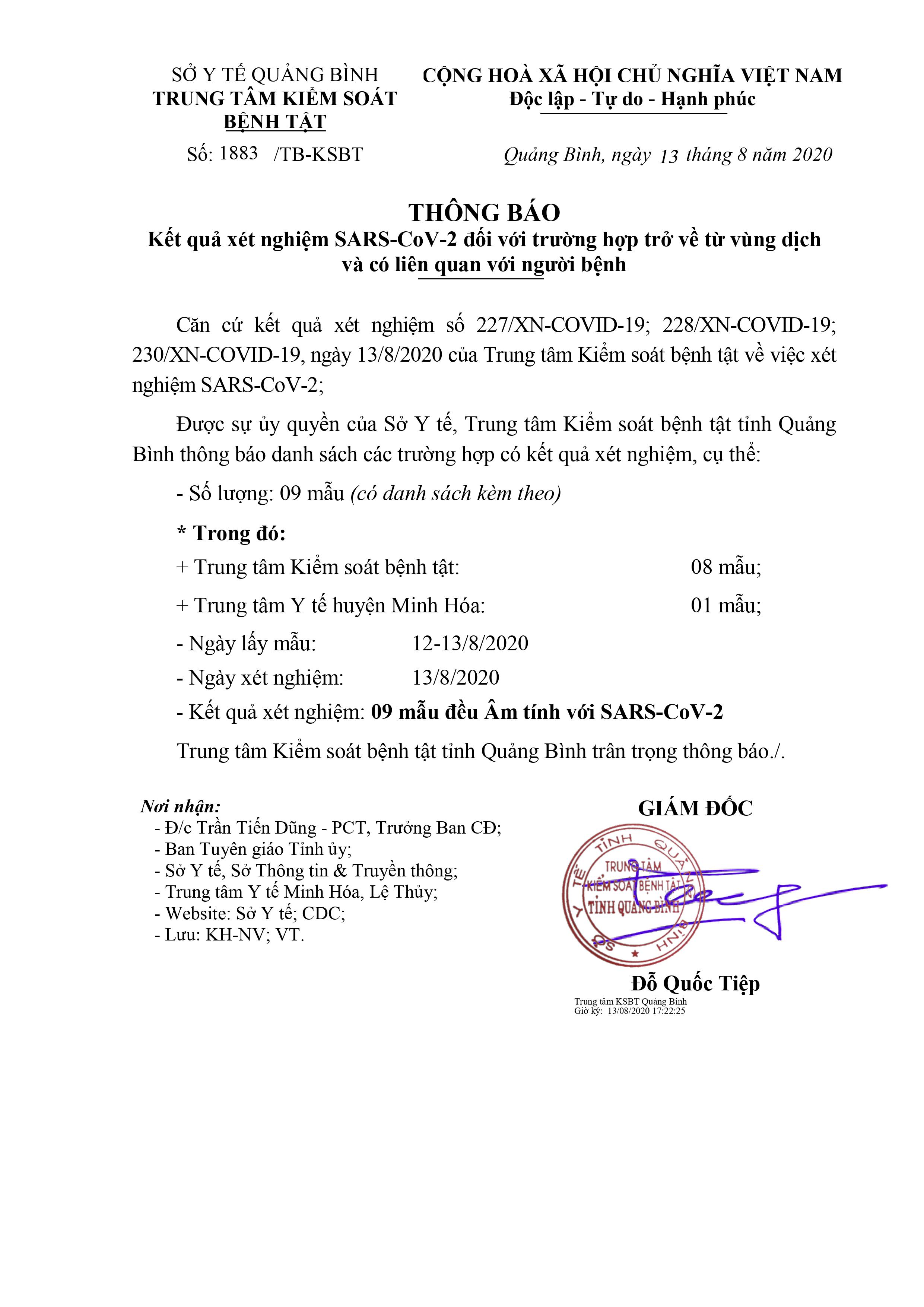 Thông báo KQ XN 13 8 2020. 883