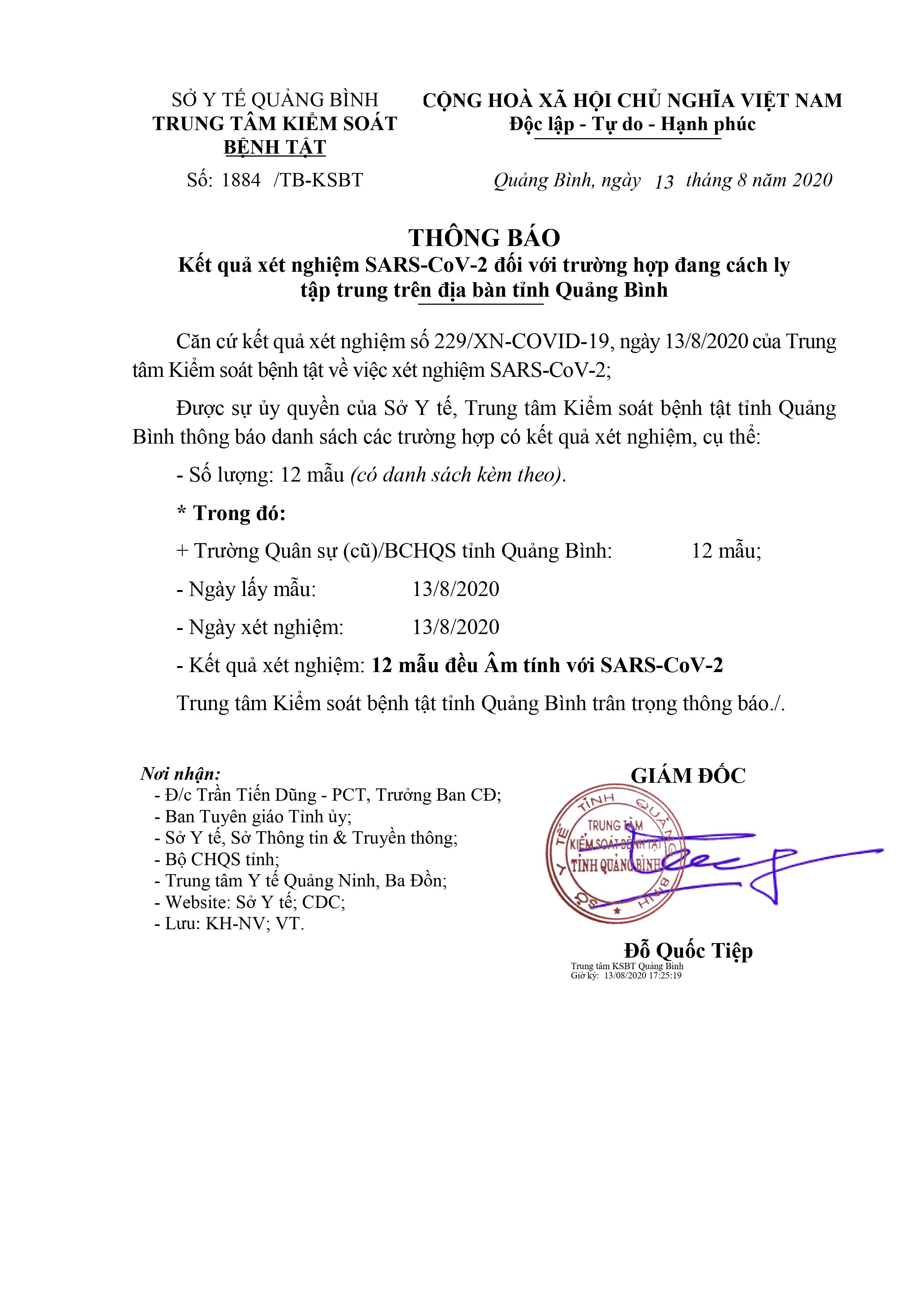 Thông báo KQ XN 13 8 2020. 884